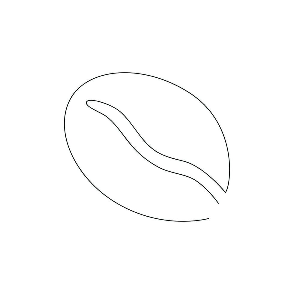 Coffee bean drawn in one continuous line. One line drawing, minimalism. Vector illustration.