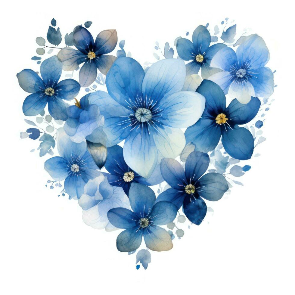 Watercolor Flowers in Shape of Heart isolated photo