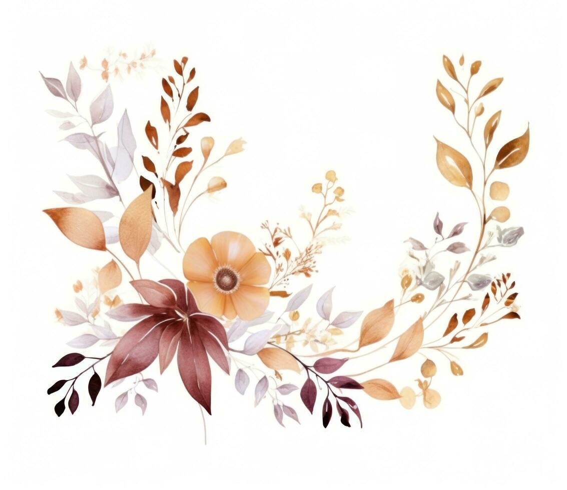 Watercolor Flower Border isolated. photo