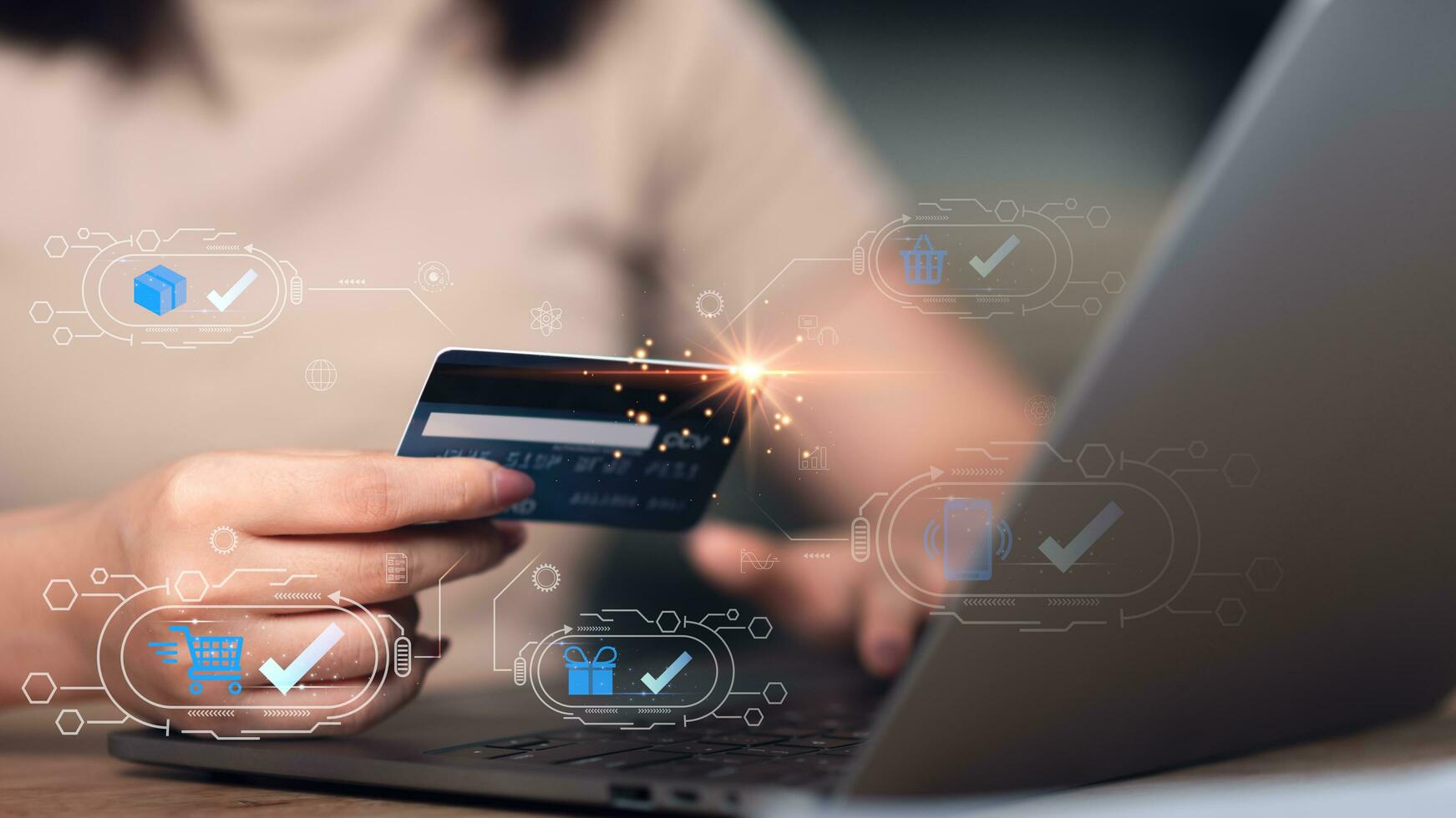 Online payment concept with credit card and smartphone ,online banking service ,internet payment ,Money transfer and service fee payment ,financial transactions with application ,e-commerce photo