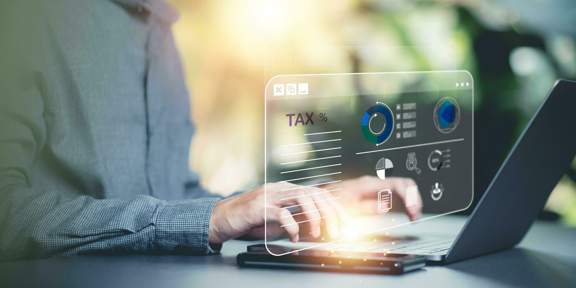 deduction planning and calculating annual tax rate ,business financial budget ,inspection of business finance tax documents ,Individual income tax return form ,payment balance check photo