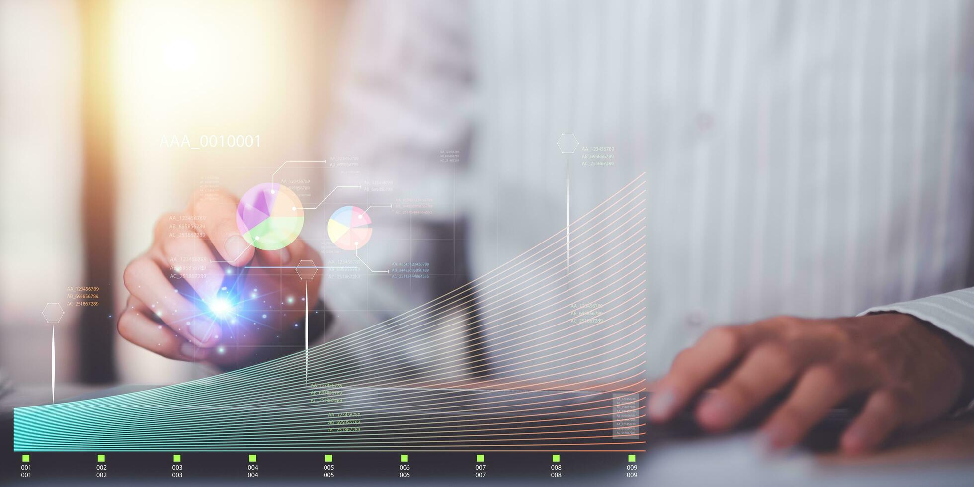 statistical analyst reading graph report and business statistics charts ,Analysis and improvement corporate strategy ,manage financial and marketing documents ,Checking Business Growth Graph Data photo