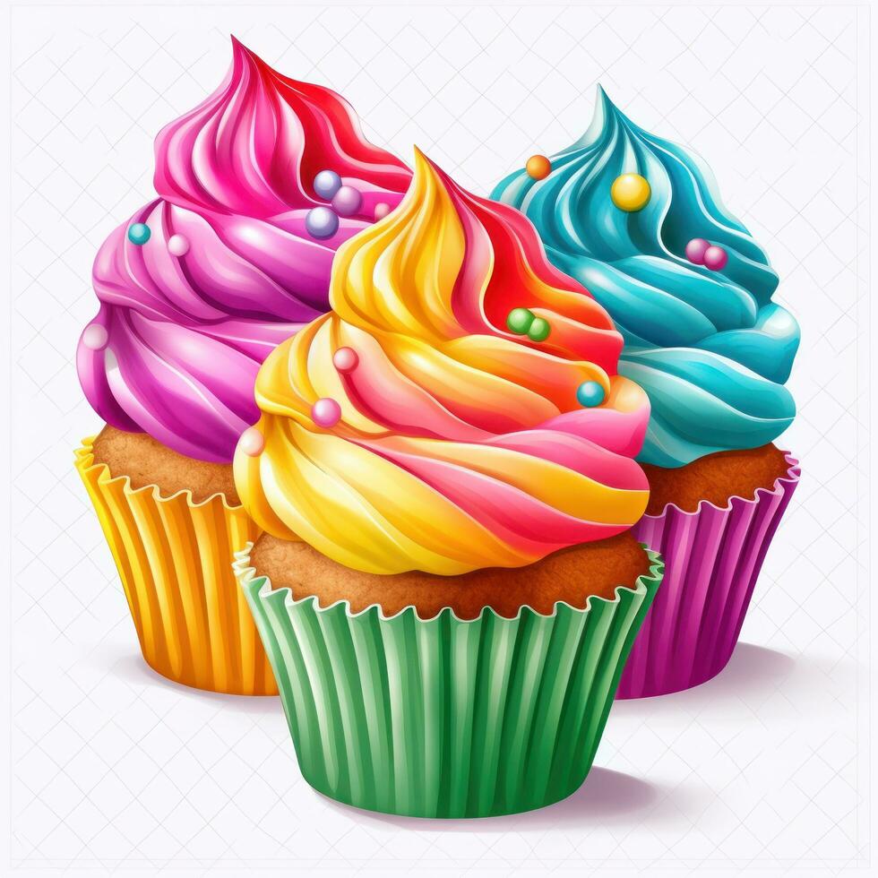 Colorful cupcake isolated photo