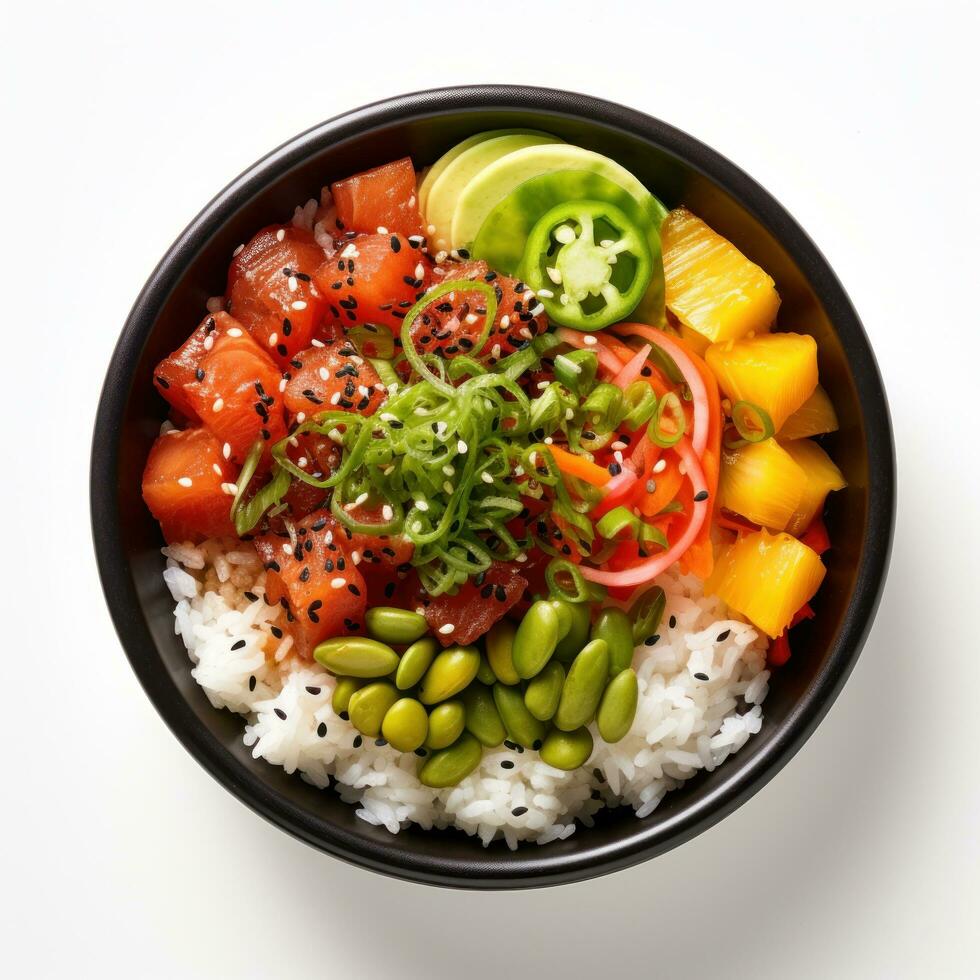Hawaiian poke bowl isolated photo
