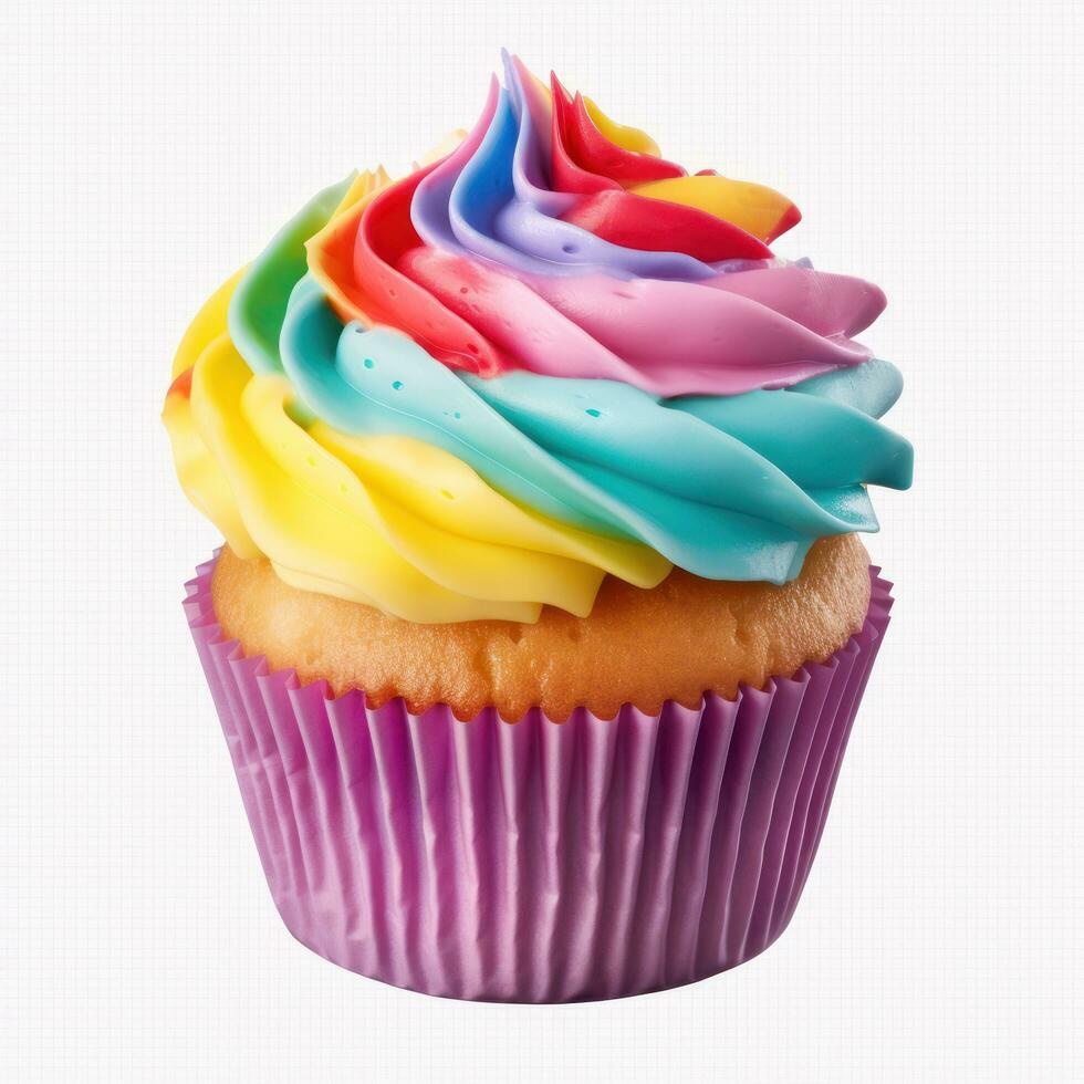 Colorful cupcake isolated photo