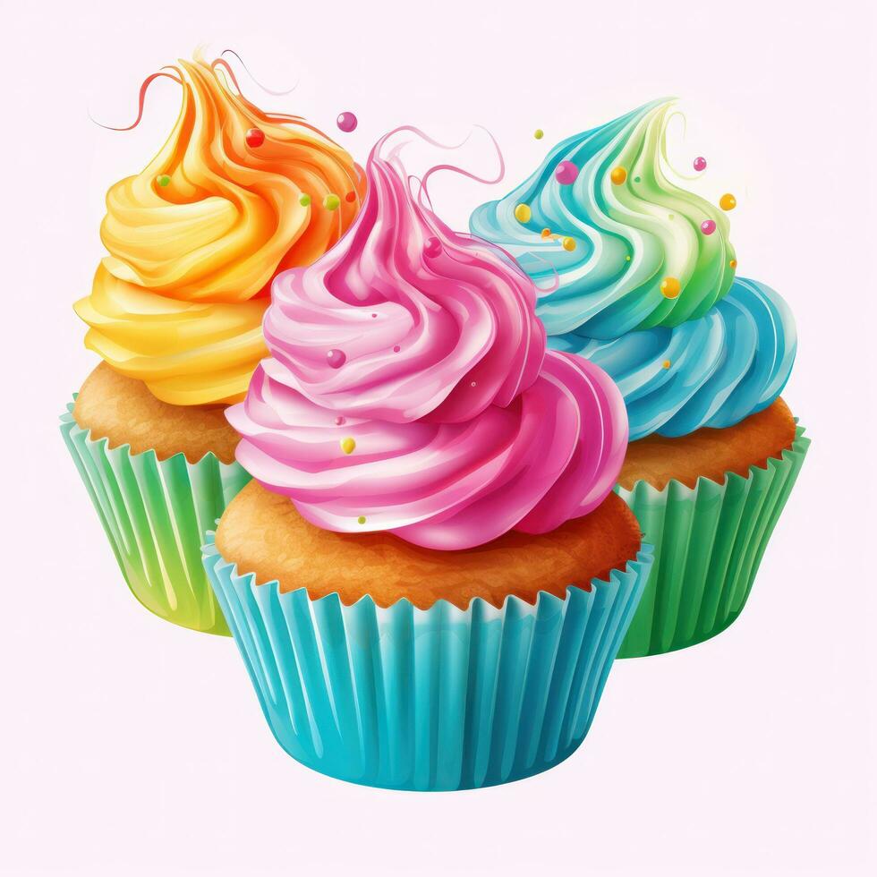 Colorful cupcake isolated photo