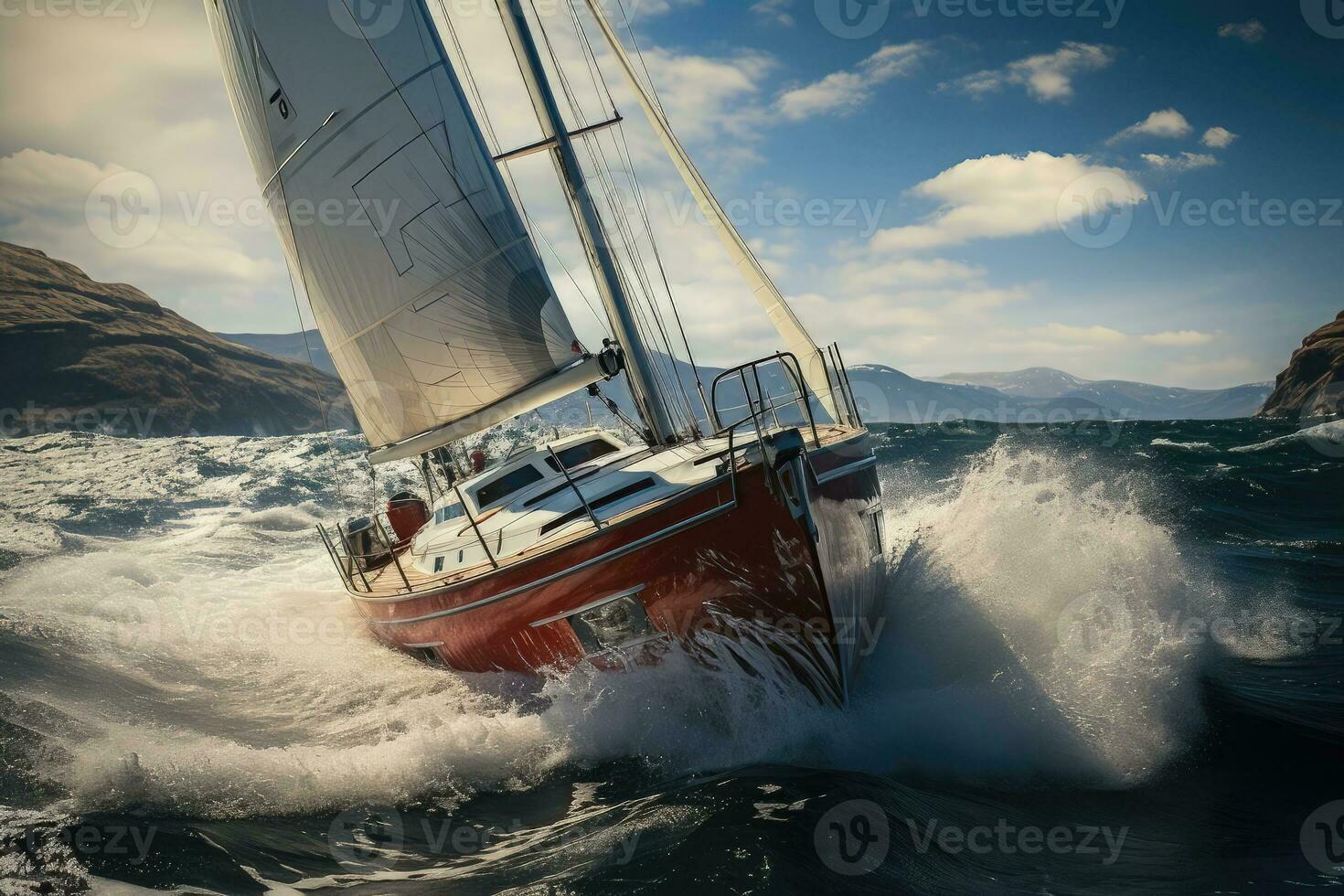 Sailing yacht in the sea photo