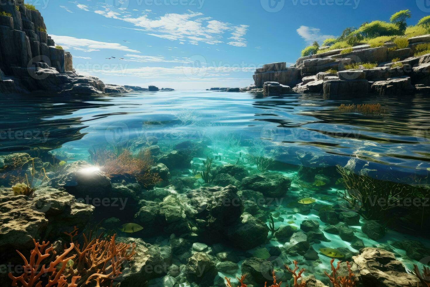 Underwater view of coral reef - AI Generative photo