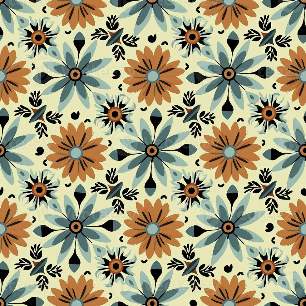Seamless pattern with flowers. Tile - AI Generative photo