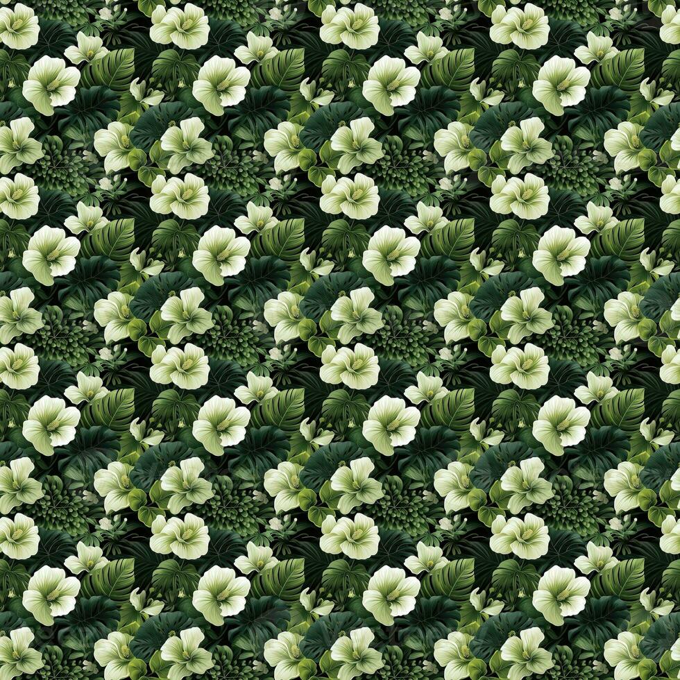Seamless pattern with hibiscus. Tile - AI Generative photo