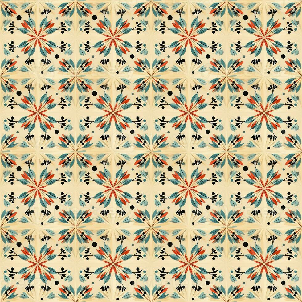 Seamless pattern with decorative flowers. Tile - AI Generative photo