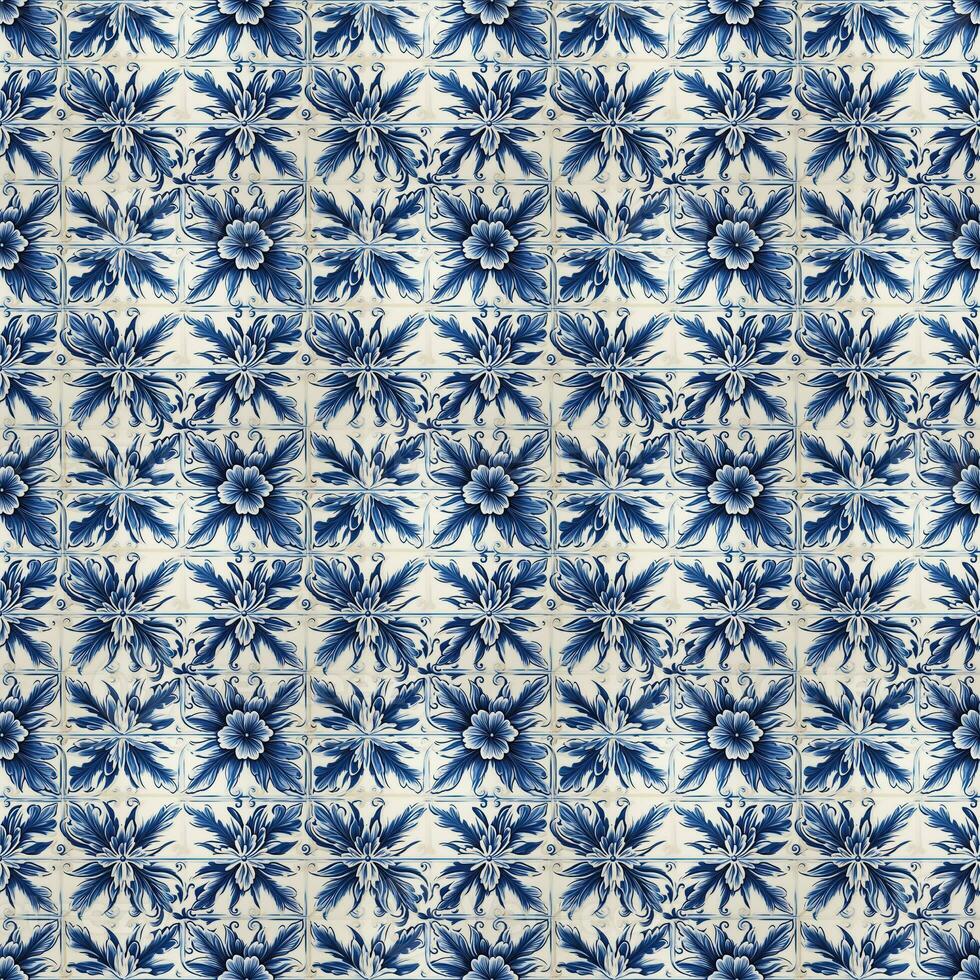 Traditional portuguese azulejo tile - AI Generative photo