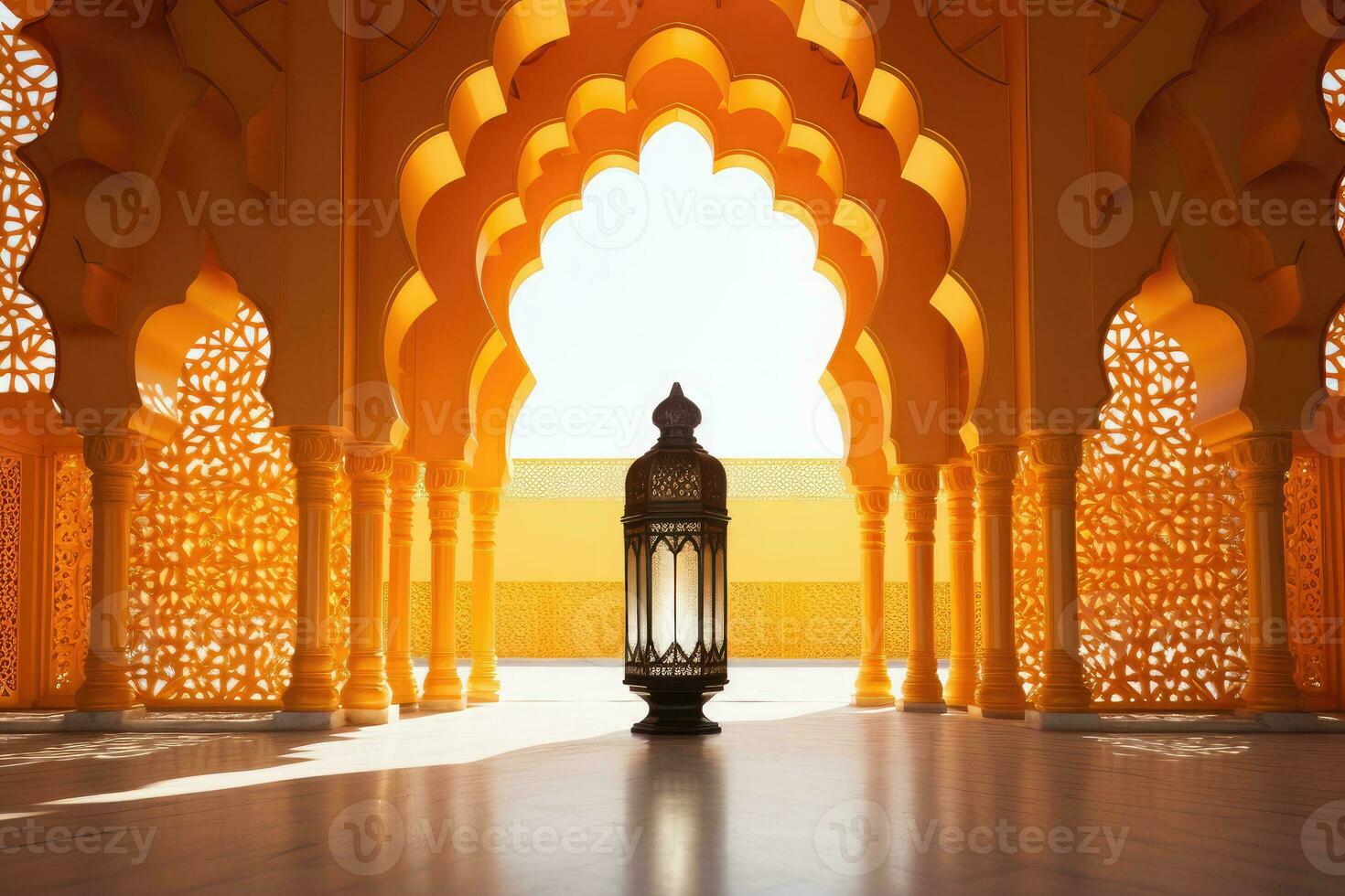 Lantern and arab building. 3D rendering - AI Generative photo
