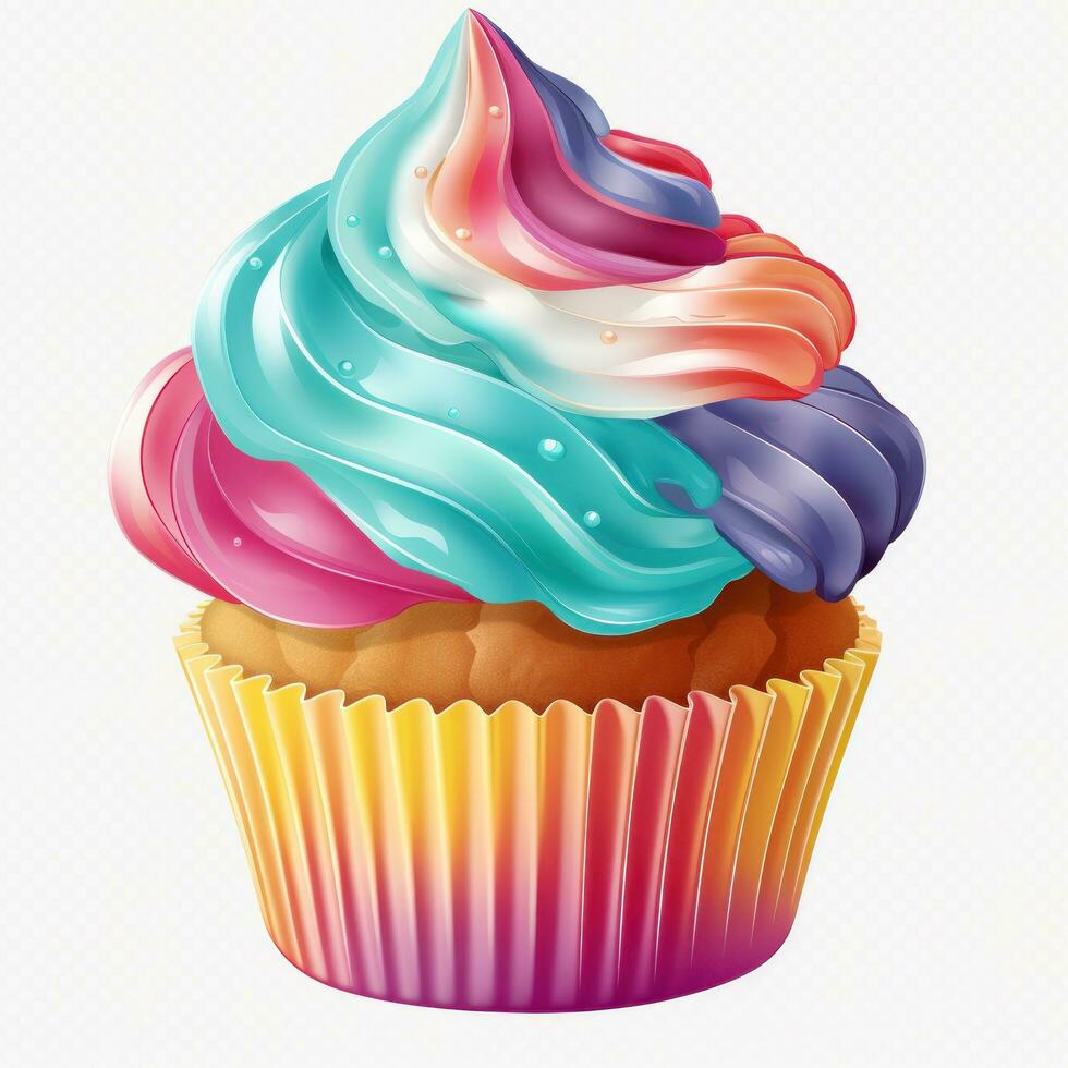 Colorful cupcake isolated photo