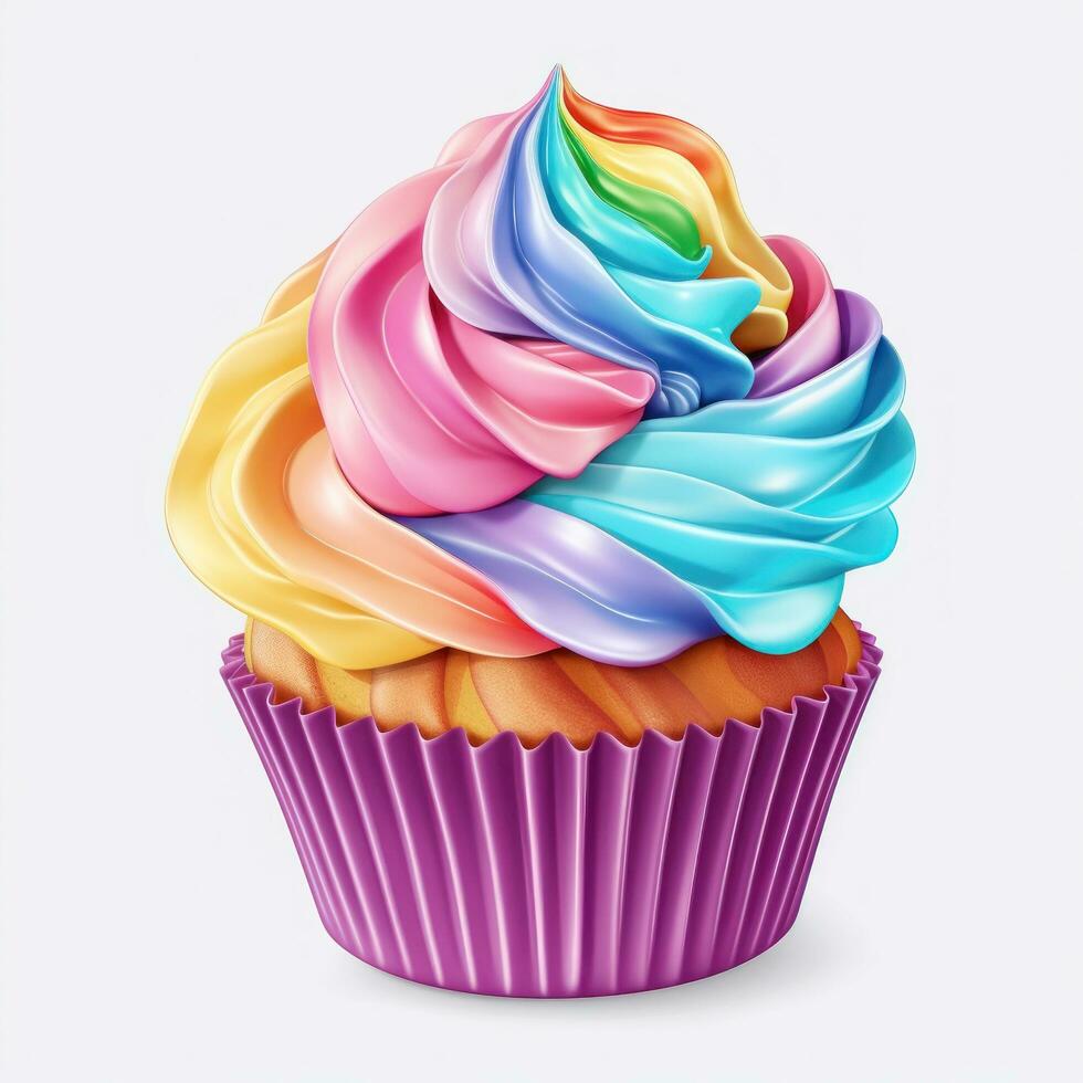 Colorful cupcake isolated photo