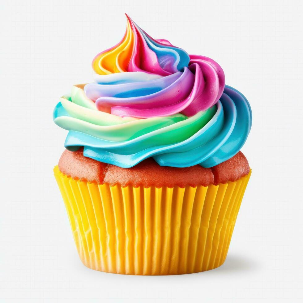 Colorful cupcake isolated photo