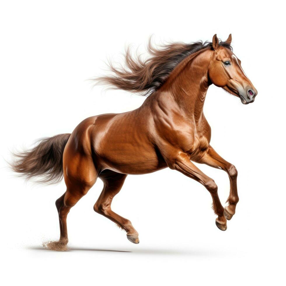 Brown horse run gallop isolated photo