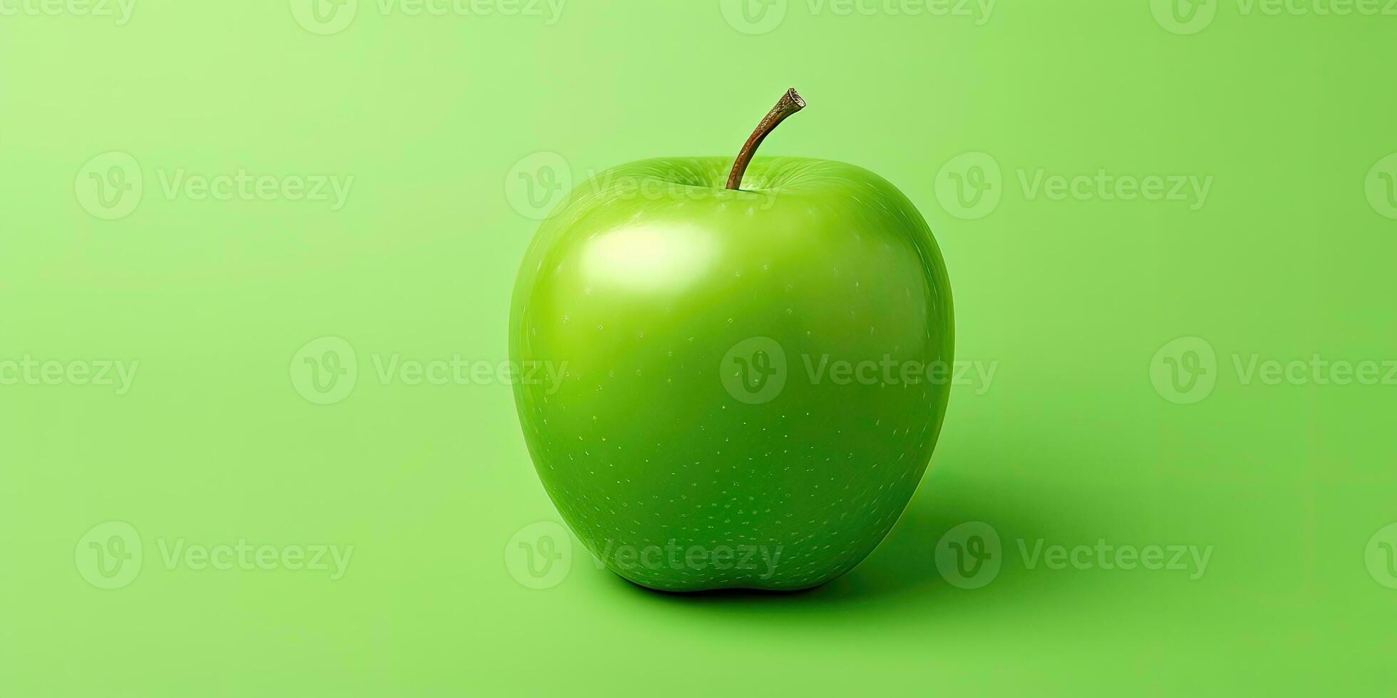 verde manzana en verde antecedentes. Copiar espacio en cada lado - ai generativo foto