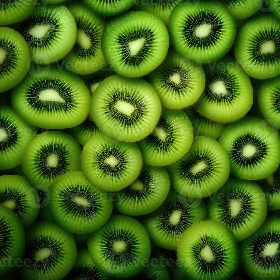 Kiwi fruit close-up as a background. Top view - AI Generative photo