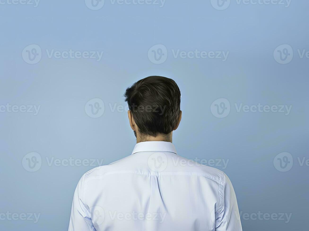 Man on light blue background - AI Generative photo