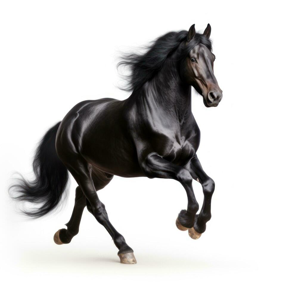 Black horse run gallop isolated photo