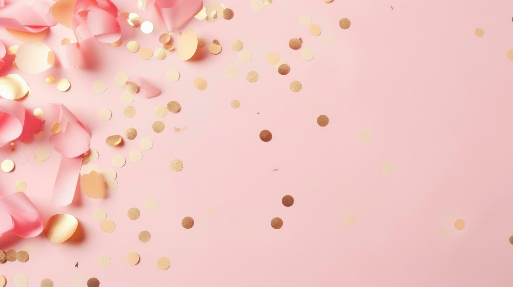 Pink party background with confetti photo