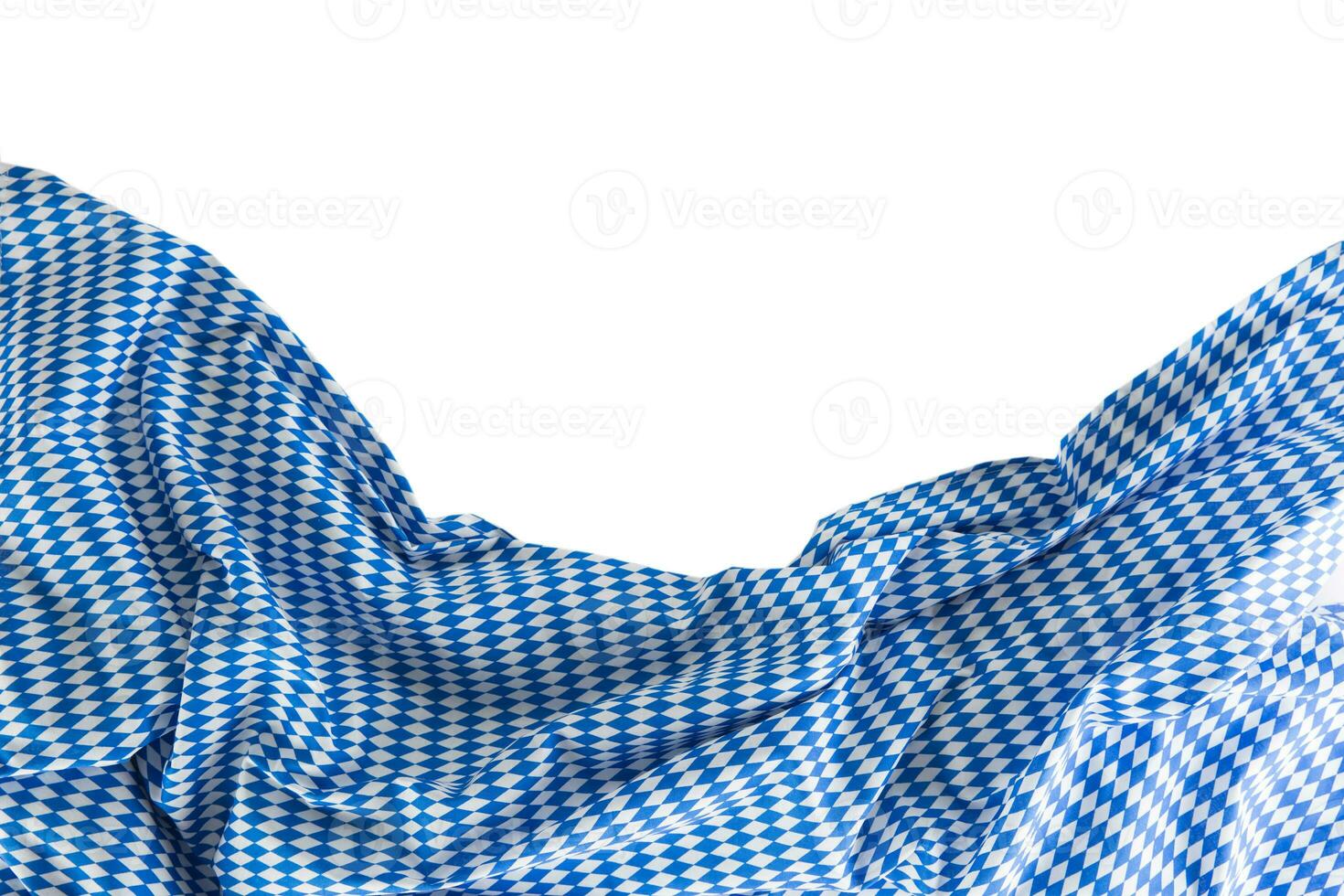 Bavarian tablecloth with oktoberfest motif isolated on white background. photo