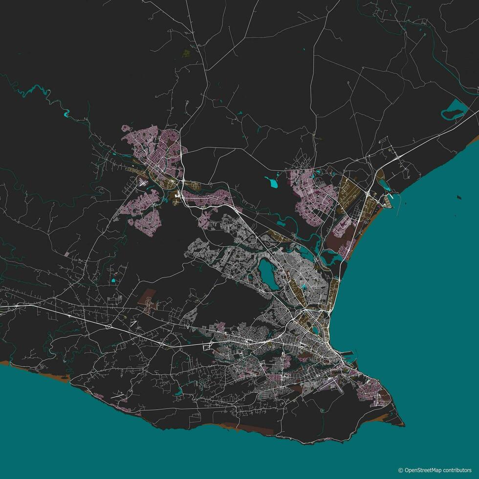 vector ciudad mapa de Puerto elizabeth gqeberha, sur África