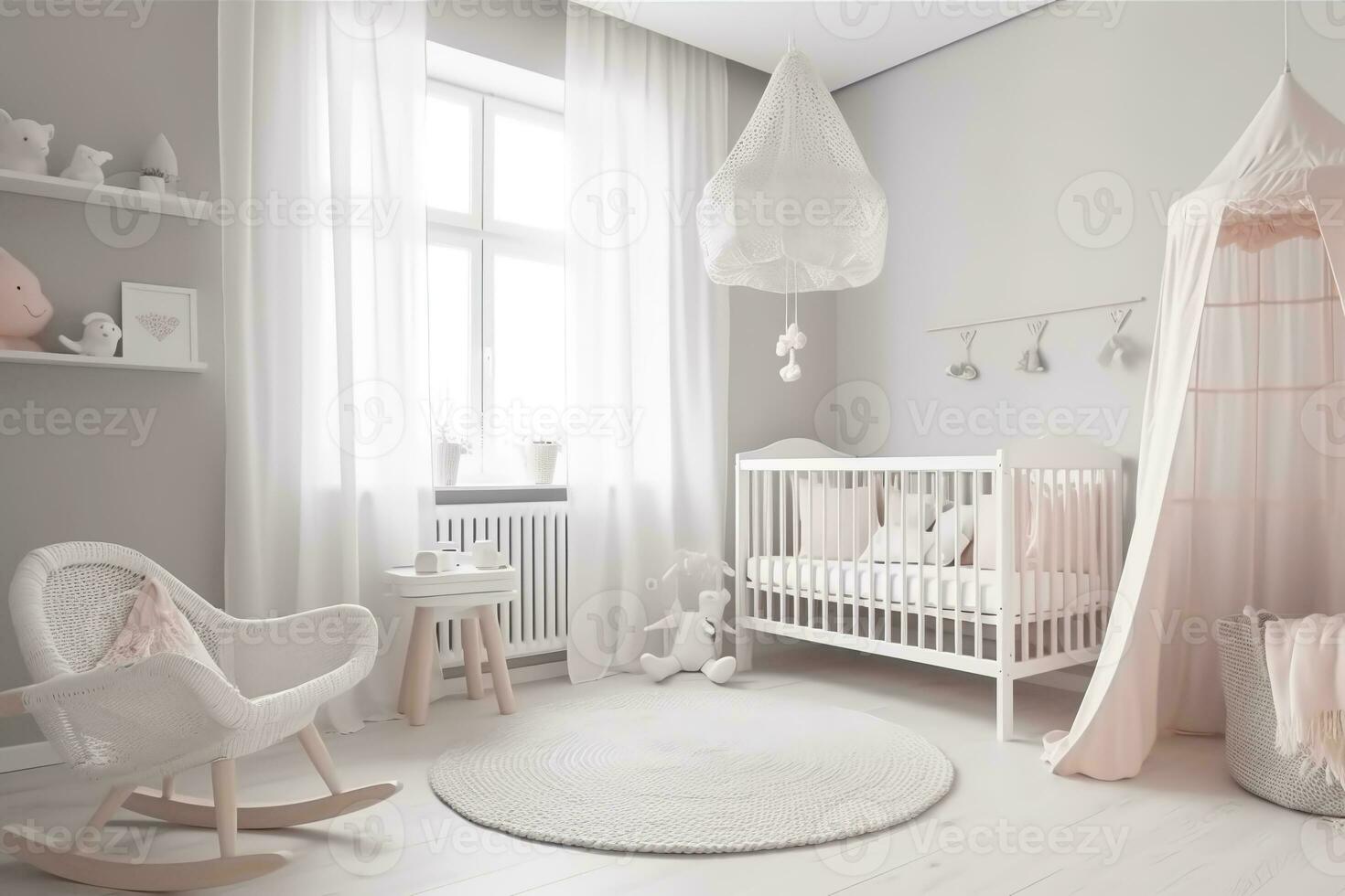 moderno para niños habitación en un minimalista estilo. ai generativo foto