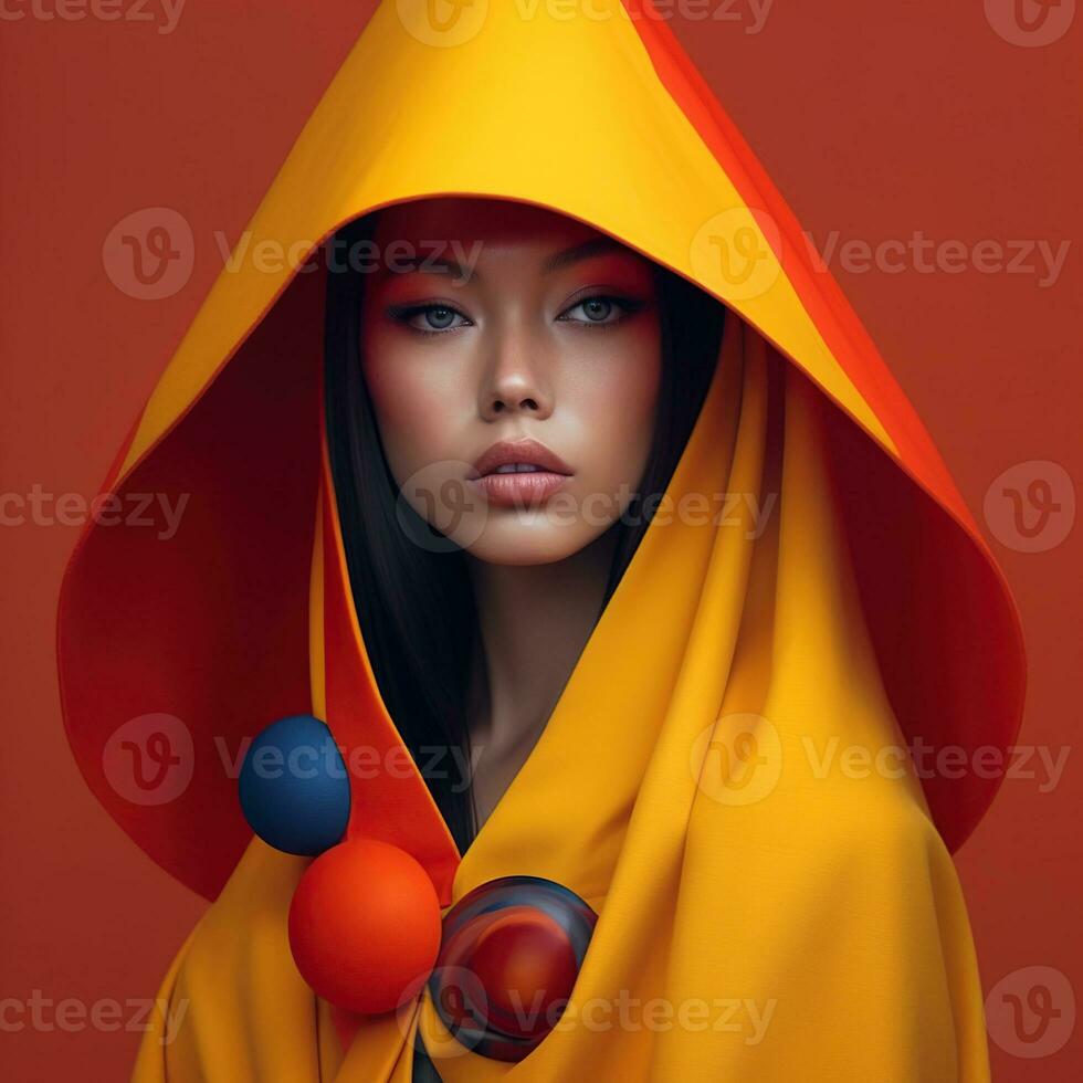 Illustration of a fashion portrait,  AI Generated photo