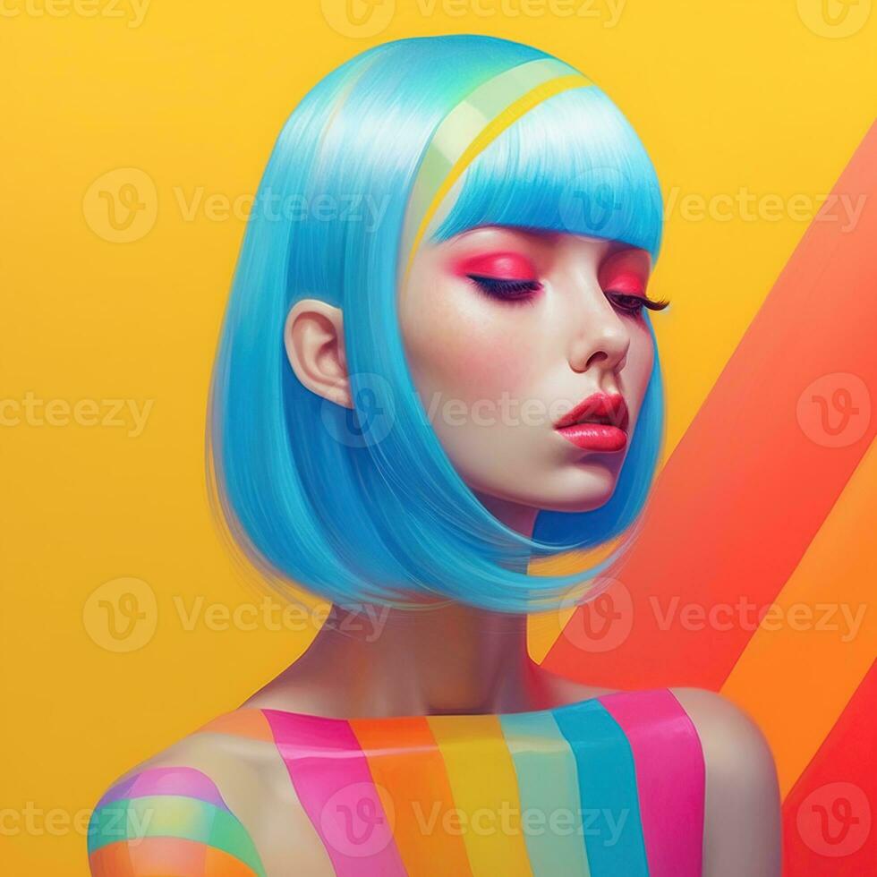 Illustration of a fashion portrait,  AI Generated photo