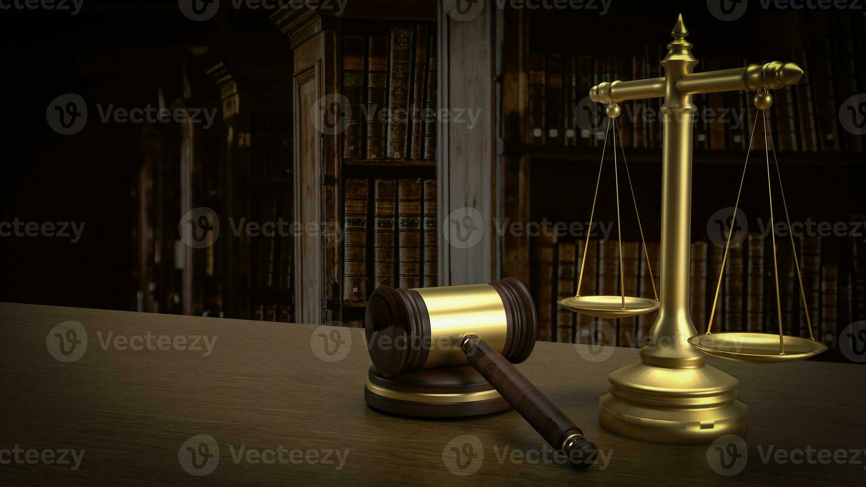 The Hammer and Libra for law and justice concept 3d rendering photo