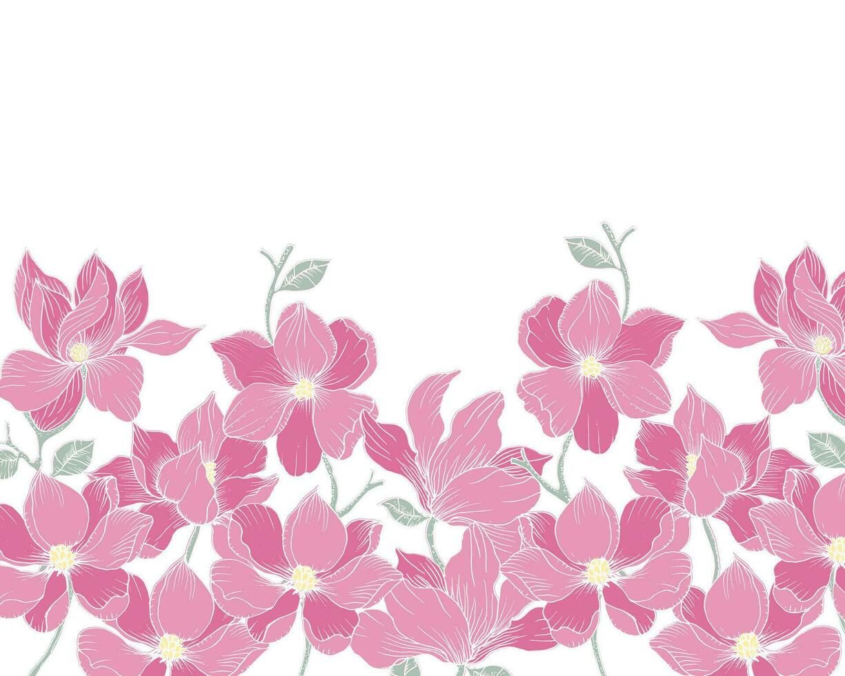Hand Drawn Magnolia Flower Background vector