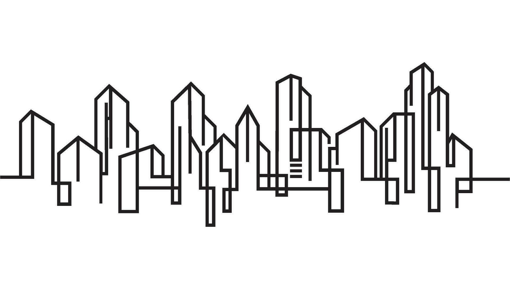 City Building Line art Vector icon design illustration Template