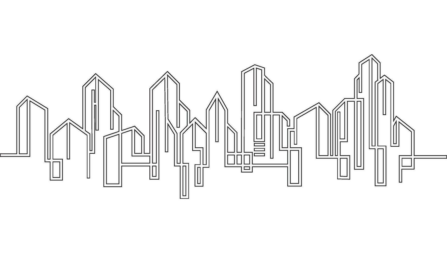 ciudad edificio línea Arte vector icono diseño ilustración modelo