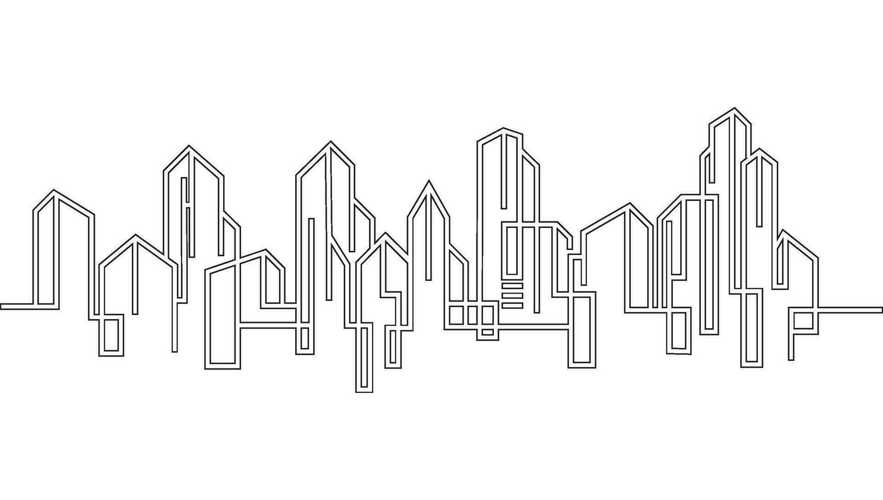 City Building Line art Vector icon design illustration Template
