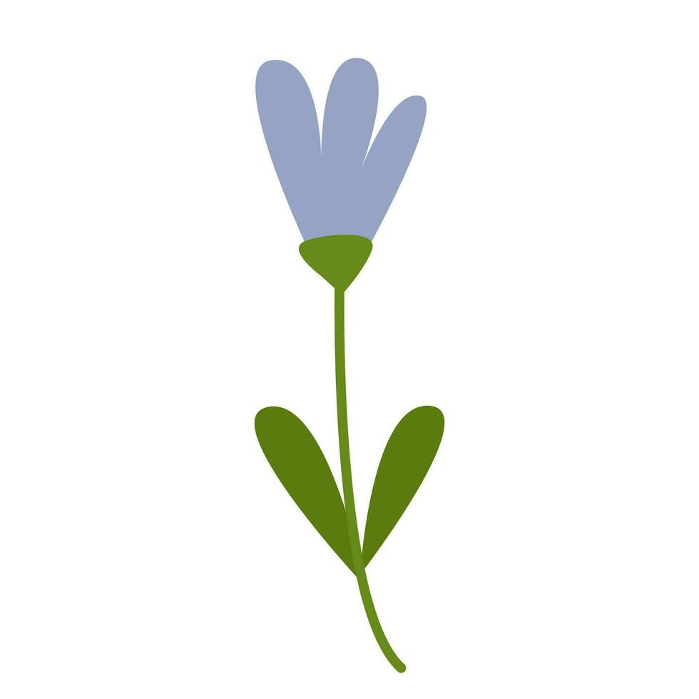 Doodle blue flower vector illustration. Cute cornflower doodle clipart