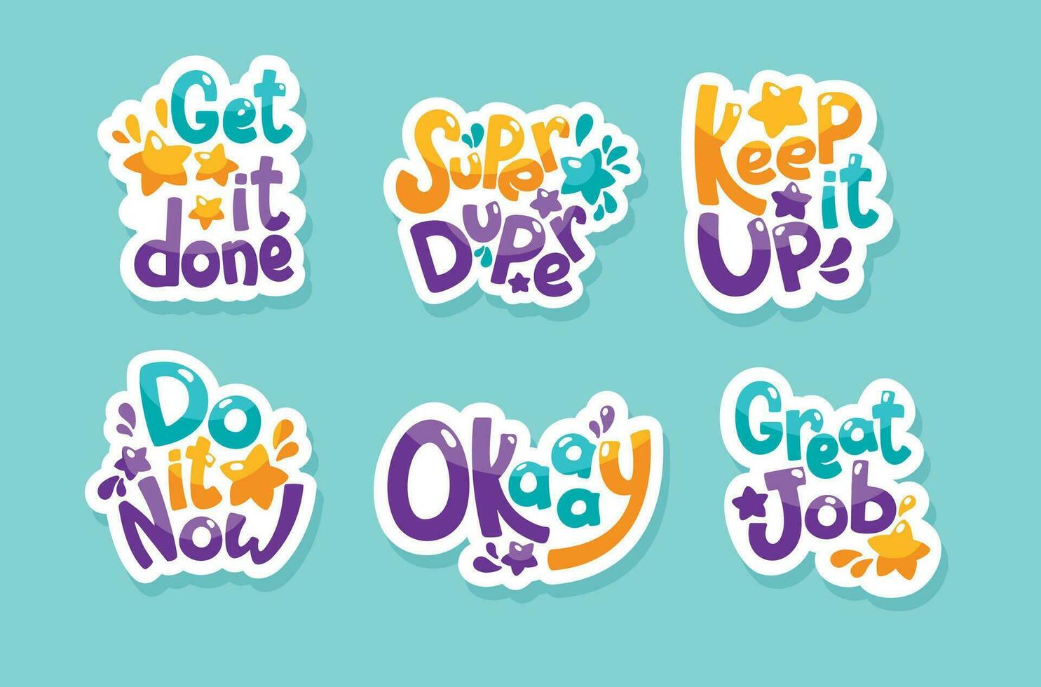 Shorts motivational phrases. Stickers, hand drawing. Set vector