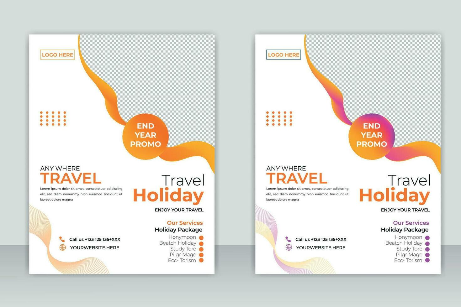 Travel flyer template design with Abustract brackground vector