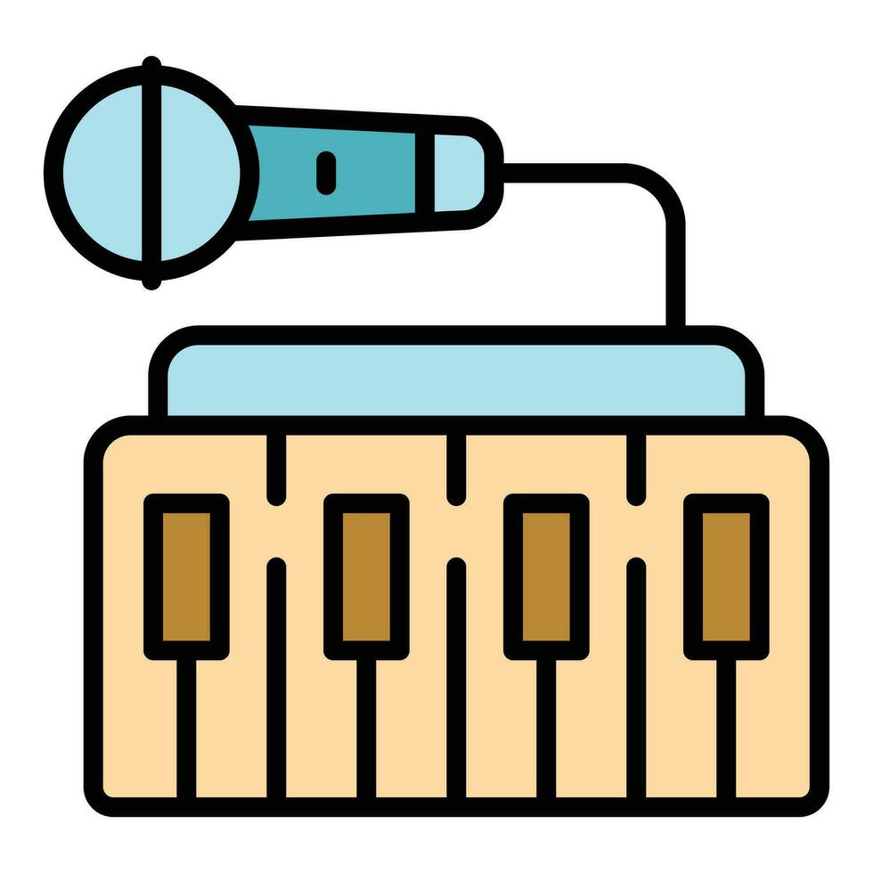 Microphone synthesizer icon vector flat