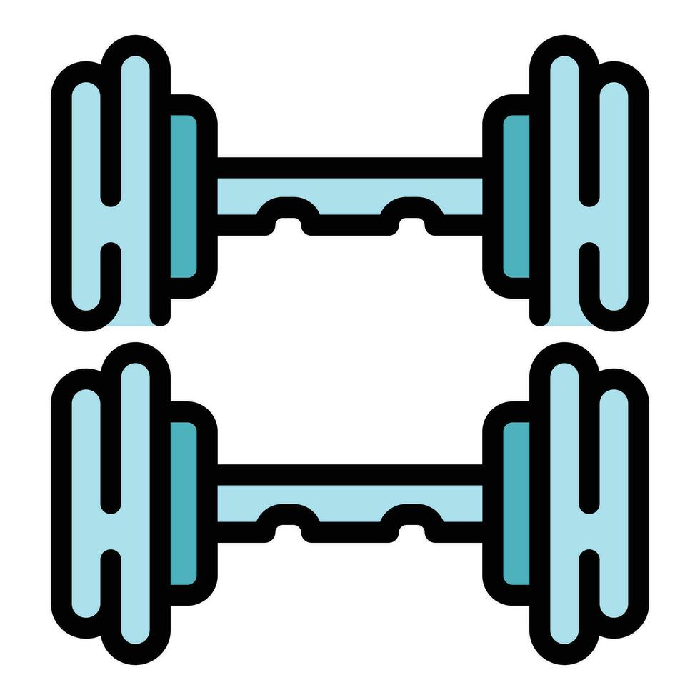 gimnasio barra con pesas estante icono vector plano