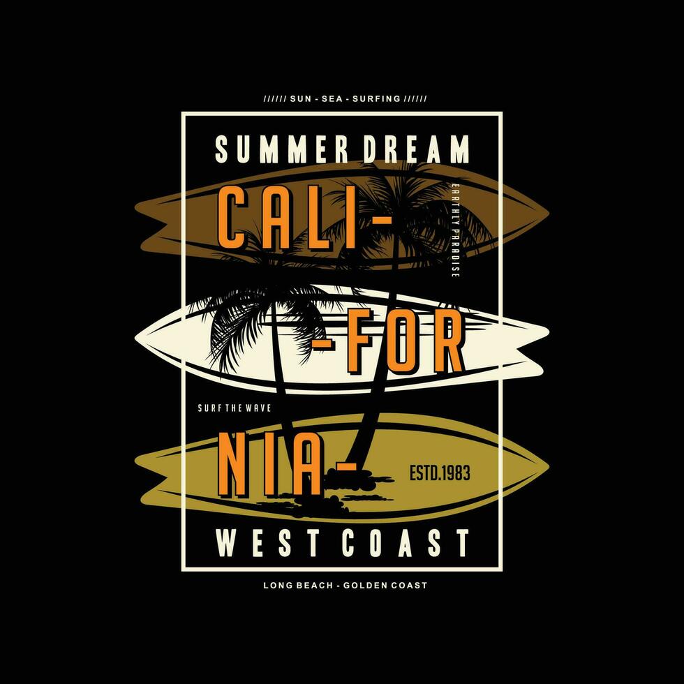 west coast california graphic, typography vector, beach theme illustration, good for print t shirt and other use vector