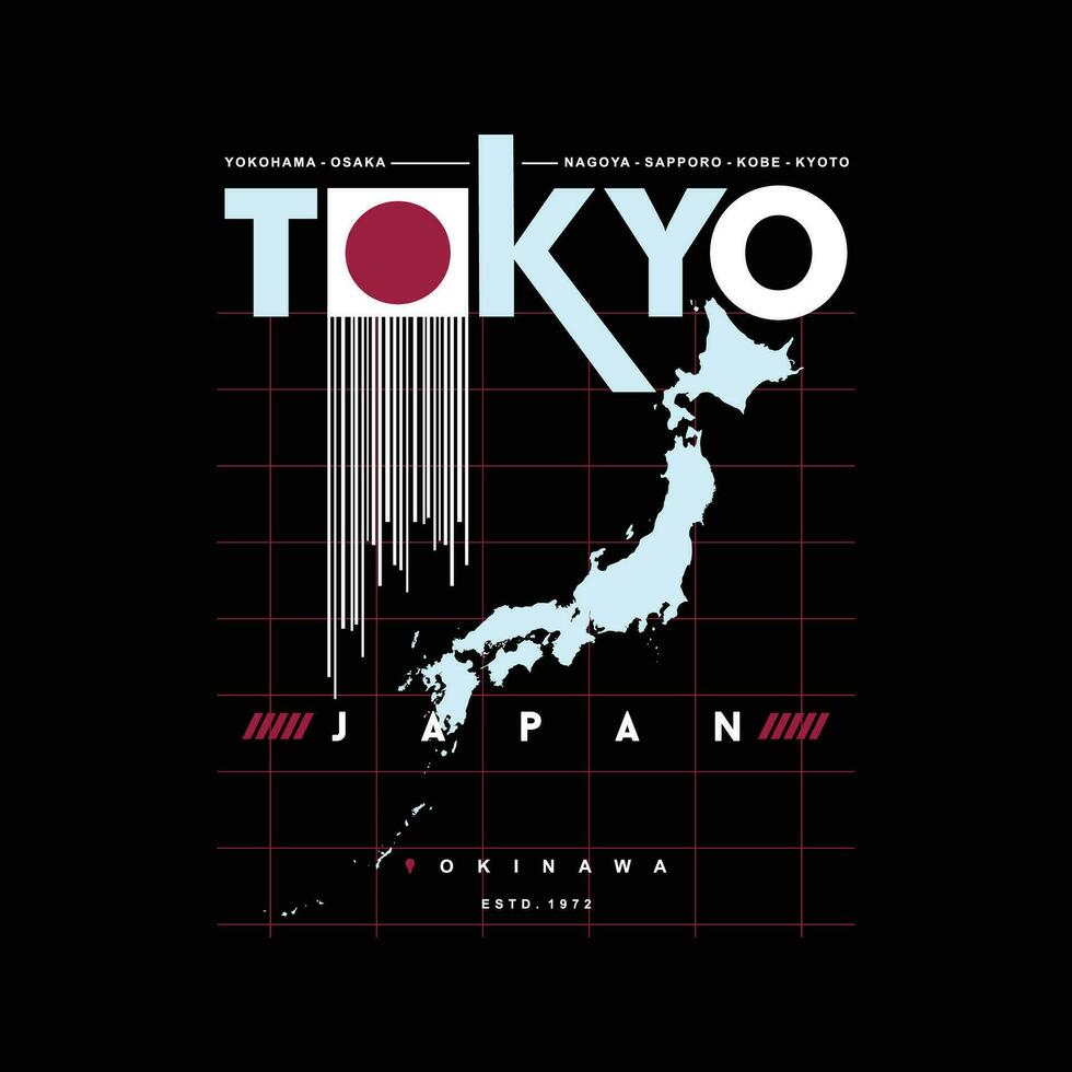 tokyo japan, east asia, graphic design, typography vector, illustration, for print t shirt, cool modern style vector