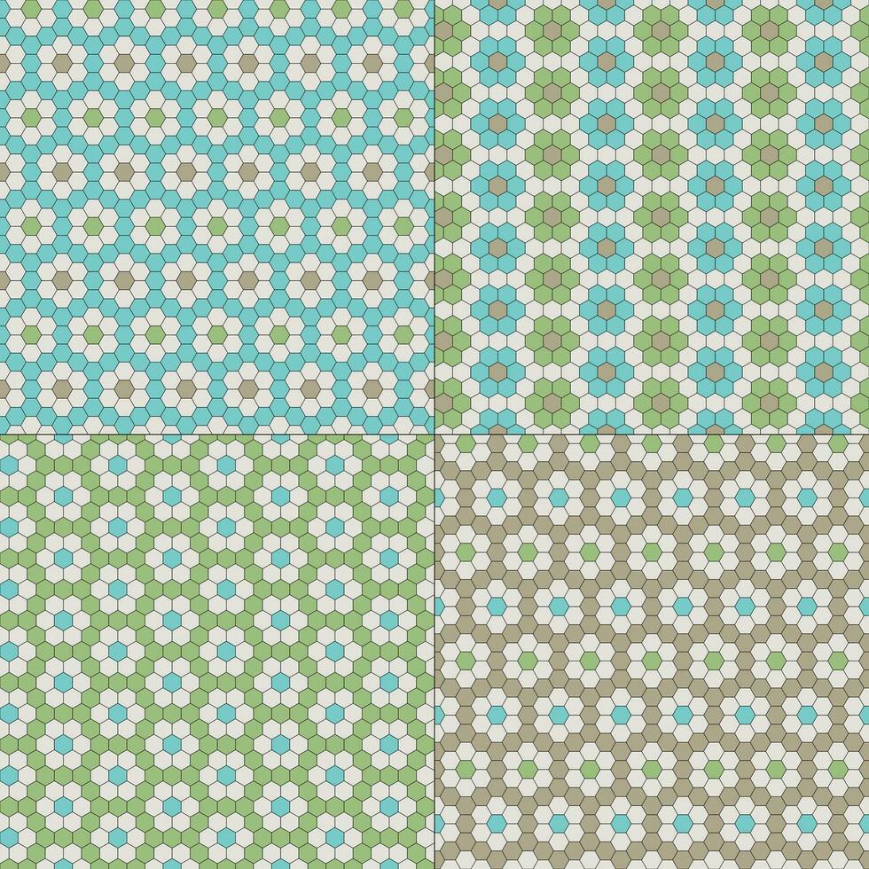 hexagon seamless tile patterns blue tan green vector