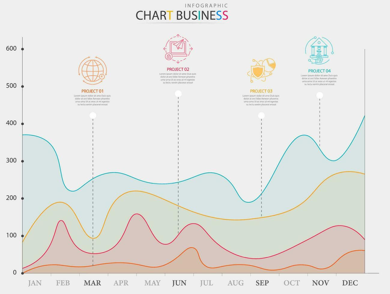 Modern infographic style with interface.12-month financial statistics chart. vector