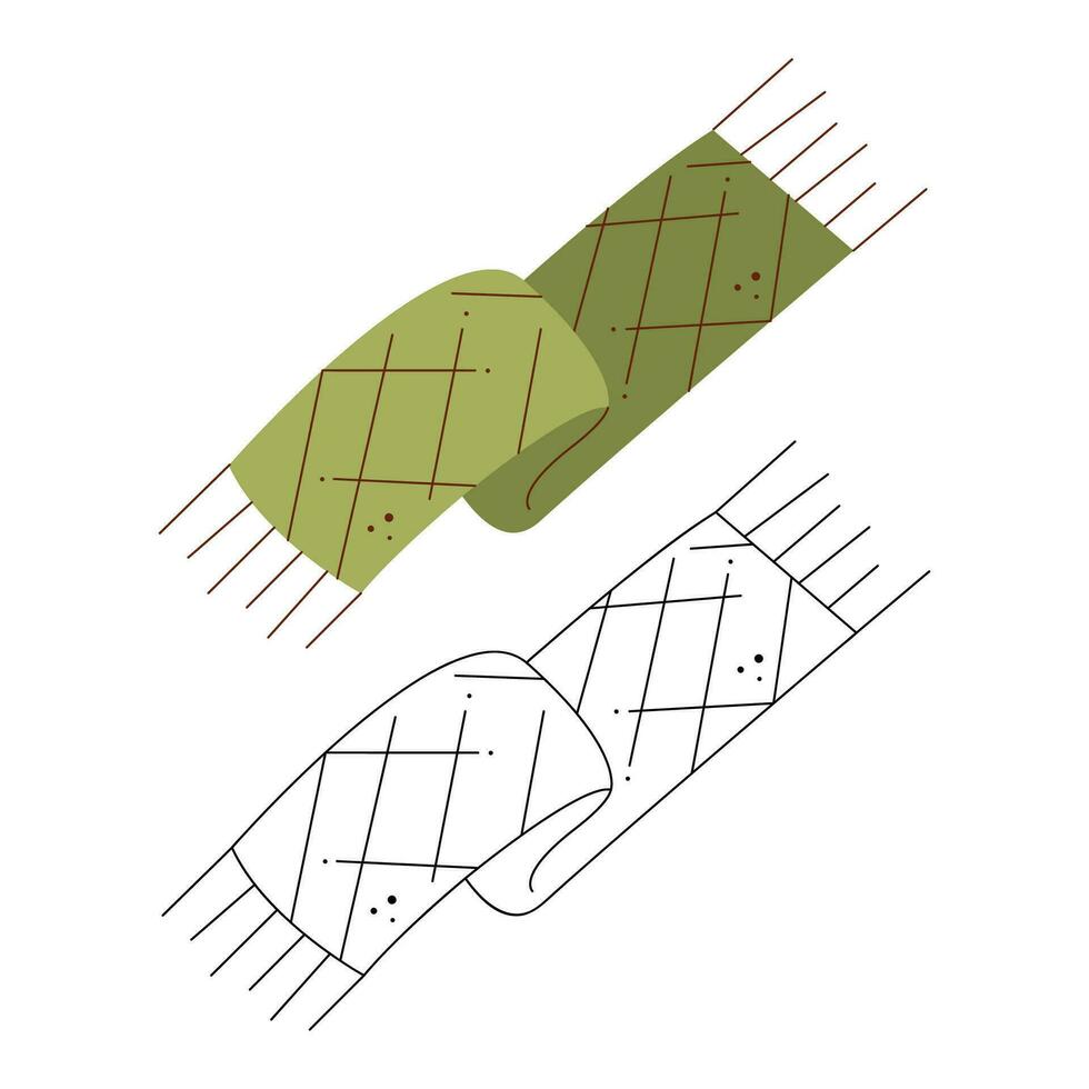 verde bufanda. negro y blanco y color clipart vector ilustración.