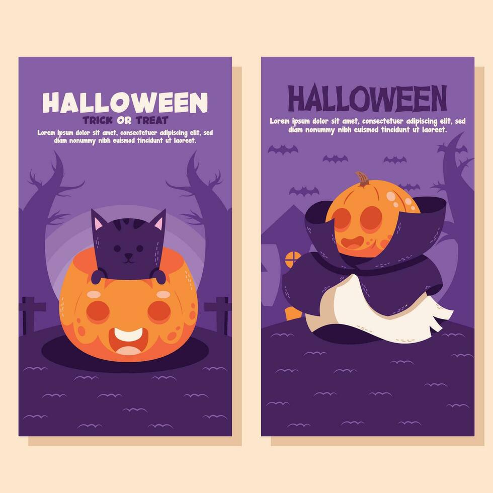 flat halloween background banner social media template vector