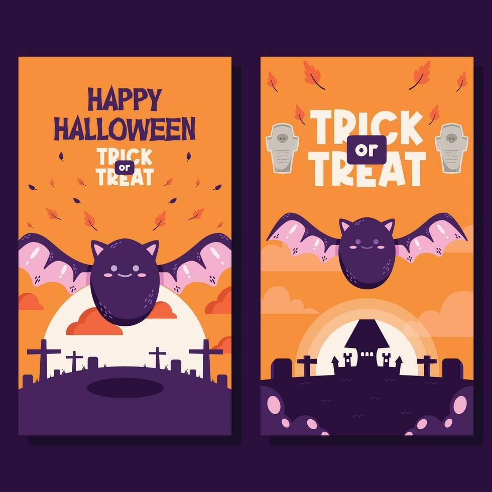 flat halloween background banner social media template vector