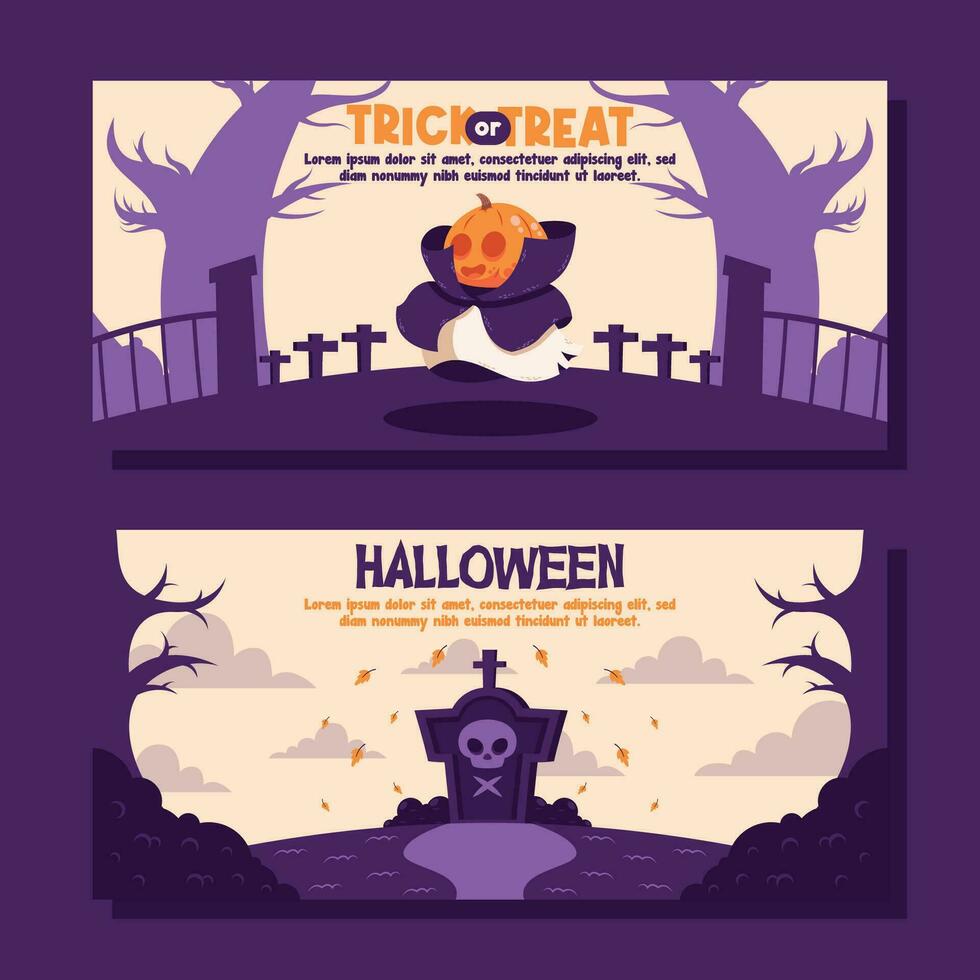 flat halloween background banner social media template vector