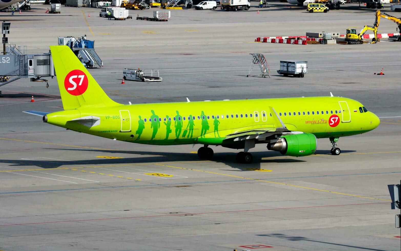 S7 Airlines passenger plane at airport. Schedule flight travel
